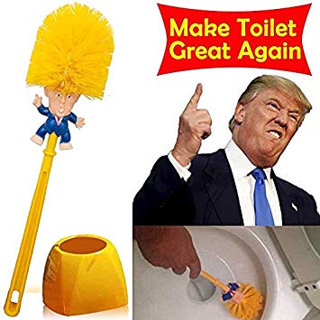 Winston Cronin Donald Trump Toilet Brush Cleaner Scrubber Set Magic Trump Toilet Brush and Holder for Bathroom Deep Cleaning Make Toilet Great Again (with Base) Shipping by FBA