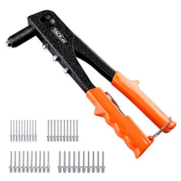 Tacklife HHR1A Pop Rivet Gun with 40-Piece Rivets for Metal, Wooden and Plastic, 4 Different Nozzles and Wrench Included