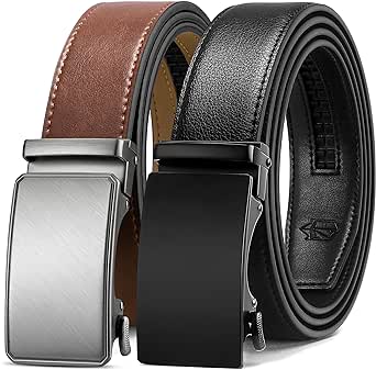 Zitahli Ratchet Belt for Men - Mens belt Leather 2 Packs with 1 3/8" Brown Black Belt in Gift Set Box - Micro Adjustable Belt