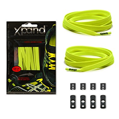 Xpand No Tie Shoelaces - Flat Elastic Laces with Adjustable Tension - Slip-On Any Shoes