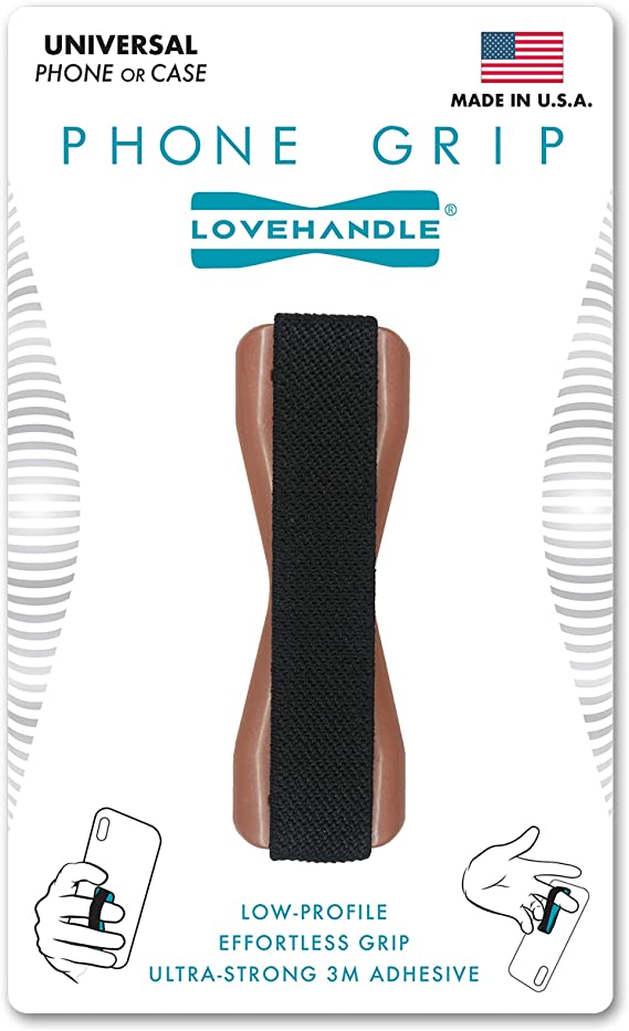 LoveHandle Cell Phone Grip - Hold Device with one Finger - Phone Strap for iPhone Galaxy - Fits Most Smartphones and Cases - Ultra Slim - Pocket Friendly - Soft Elastic Band - Love Handle (Rose Gold)