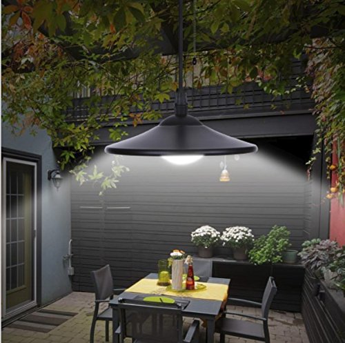 Garden MIle® VINTAGE STYLE BLACK SOLAR POWERED OUTDOOR GARDEN PATIO DECKING HANGING GARAGE SHED LED PULL CHORD LAMP LIGHT