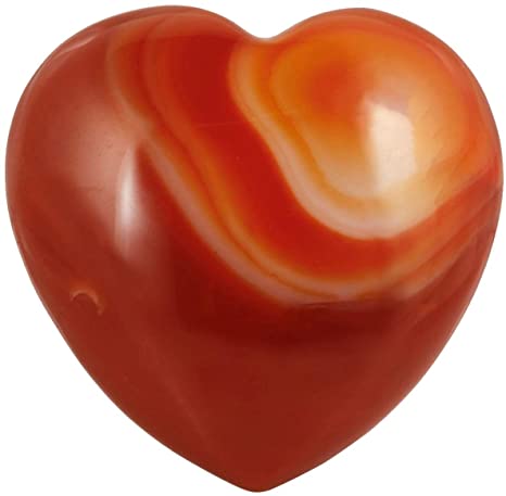 Rockcloud Healing Crystal 1.6 inch Carnelian Heart Love Carved Palm Worry Stone Chakra Reiki Balancing