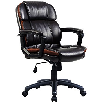 Giantex Ergonomic PU Leather Mid-Back Executive Computer Desk Task Office Chair