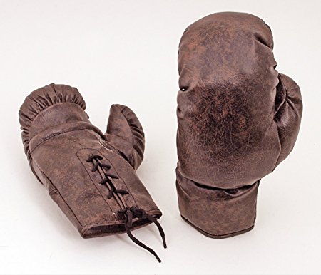 Vintage Brown Leather-Look PU Boxing Gloves