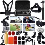 MCOCEAN 27 pcs Accessories Kit for GoPro Hero 4 Hero 3 Hero 3 CameraLarge CaseSelfie StickChest HarnessHead StrapWrist Strap ClampFloating Monopod Suction CupJ-HookTripod etc