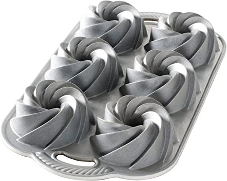 Nordic Ware Heritage Bundtlette Cake Pan, Metallic, Silver