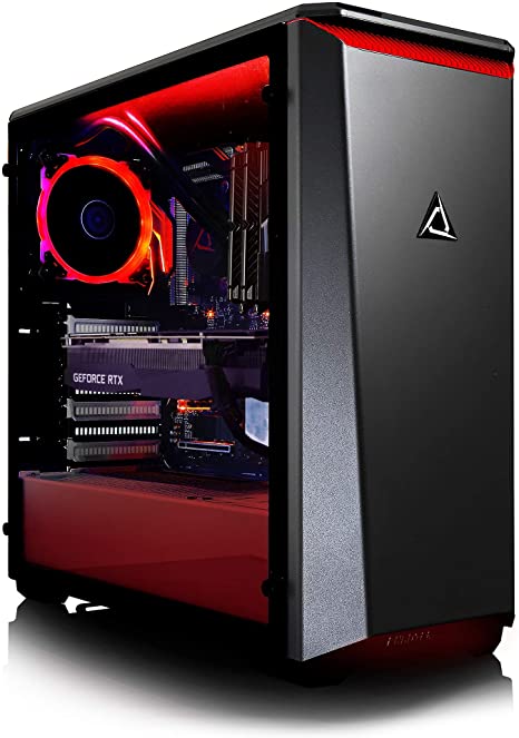 CLX Set Gaming Desktop Liquid-Cooled AMD Ryzen 7 3800X 3.9GHz 8-Core, X570 ATX, GeForce RTX 2080 Ti 11GB, 32GB DDR4, 480GB SSD   3TB HDD, WiFi, Black/Red Mid-Tower Red Ring Fans, Windows 10 Home