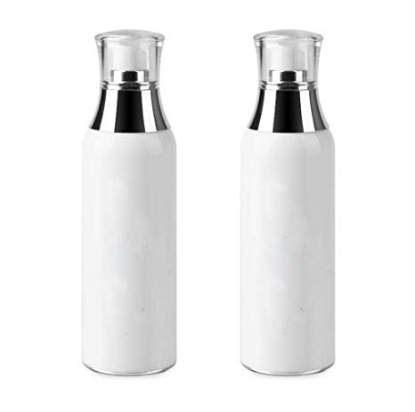 2PCS White Refill Empty Acrylic Airless Pump Vacuum Bottle Jars Makeup Eye Cream Lotion Emulsion Toiletries Liquid Storage Containers Cosmetic Travel Packing Dispenser(150ml/5oz)