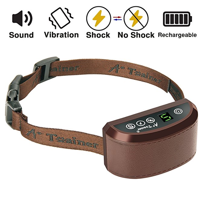 [NEW 2017 MODEL] Rechargeable Bark Collar - SMART Detection Dual Anti-Barking Modes: Beep+Vibration/Shock for Small, Medium, Large Dogs. 100% Waterproof. No-Bark Training & Control System