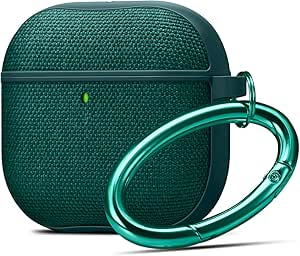 Spigen Urban Fit Designed for AirPods 4 Case and AirPods 4 with Active Noise Cancellation Case (2024) Premium Fabric Case Cover with Key Chain - Midnight Green