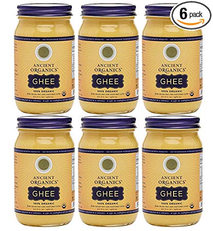 ANCIENT ORGANICS 100% Organic Ghee from Grass-fed Cows - 8 Fl Oz | Pack of 6