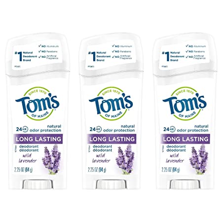 Tom's of Maine Long Lasting Deodorant, Deodorant for Women, Natural Deodorant, Wild Lavender, 2.25 Ounce, 3-Pack