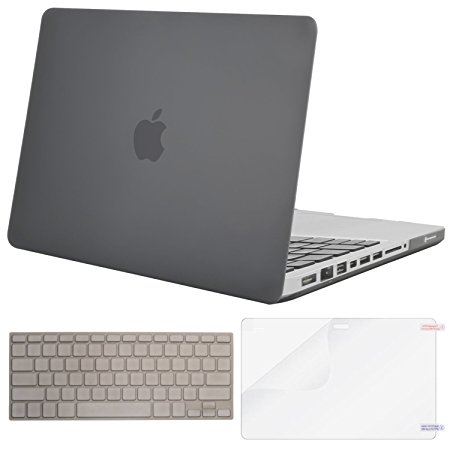 Mosiso Plastic Hard Case with Keyboard Cover with Screen Protector Only for Old MacBook Pro 13 Inch with CD-ROM (Model: A1278, Version Early 2012/2011/2010/2009/2008), Gray