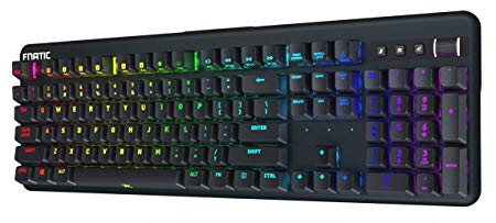 Fnatic STREAK Pro Gaming Mechanical esports Keyboard (Cherry MX Brown Switches, Multi-Color RGB Lighting, Ergonomic Wrist Rest, Programmable) UK-Layout