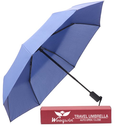 Woogwin Umbrella Compact Travel Windproof Golf Umbrella Sports Auto Openclose Rain Umbrella - Strong Frame Unbreakable - Colorful Portable Umbrella with Gift Box