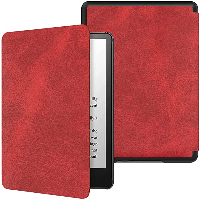 Kindle Paperwhite 2021 Cover - HOTCOOL Thinnest Lightest Smart PU Leather Case with Auto Sleep Wake for 6.8" Kindle Paperwhite 11th Gen 2021 and Signature Edition, Vintage Wine Red