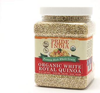 Pride Of India - White Royal Quinoa - 1.5 lbs (680 gm) Jar - High Quality Superfood - Mild & Nuttier Flavor - Best Served in Salads, Puddings, Pancakes & Soups etc., - Great Value