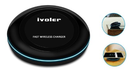 Fast Wireless Charger, iVoler® QI Fast Charge Wireless Charger Charging Pad for Samsung Galaxy S7, S7 Edge, Note 5, S6 Edge Plus and All Qi-Enabled Devices [Adaptive Fast Charger NOT Included]