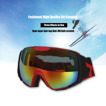 DampS OTG Ski Goggles Over Glasses with Googles Case - SkiingSnowSnowboardSnowboardingSnowmobile Eyewear with Dual Anti-fogUV Lens - Large Frame for AdultMenWomenYouth
