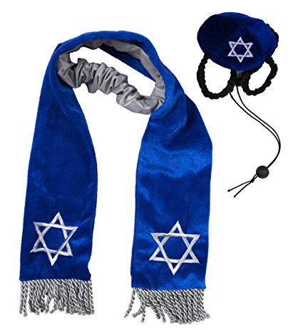 Kyjen Hanukkah Hat and Tallis Holiday Accessory for Dogs, Blue