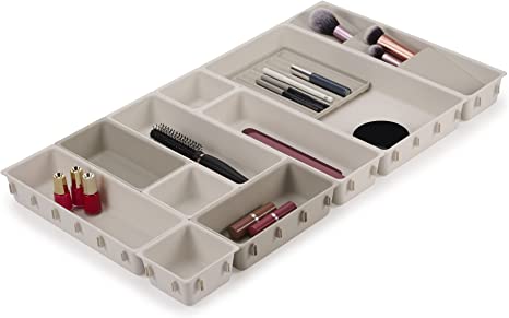 Joseph Joseph Viva - Modular 12-piece Makeup Beauty Drawer Organiser Set, Storage Boxes dividers for makeup, beauty grooming items, cosmetics, hair accessories