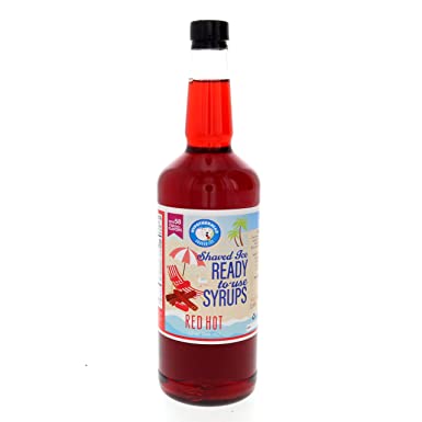 Red Hot Ready to Use Hawaiian Shaved Ice or Snow Cone Syrup Quart (32 Fl. Oz)