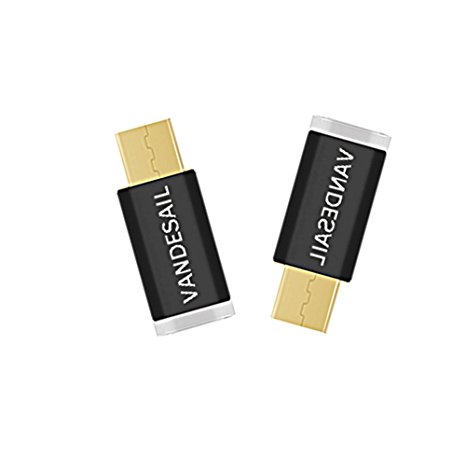 Type C Adapter, VANDESAIL® Male USB-C 3.1 to Micro USB 3.0 Female Adapter Converter for New Macbook/ Nokia N1 (2-Pack,Black)
