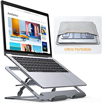 Laptop Stand Adjustable, Super Portable Laptop Stand Riser Ultra-Thin, Lisen All Metal Portable Laptop Stand for Desk Compatible with MacBook Air/Pro, Yoga, Surface Pro, Dell, HP(10-17in)