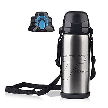 Solefun Thermos Water Bottle, Vacuum Insulated Thermos, Vacuum Bottle, Silver, 27 Ounce