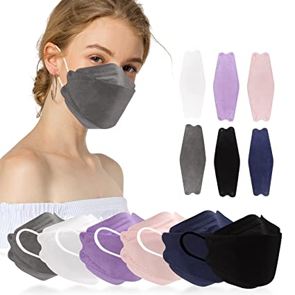 DC-BEAUTIFUL 60 Pcs Multicolored Adult Kf94 Masks, Fish Mouth Type 4 Layers Kf94 Mask for Women and Men, 10 Pieces Packaged 6 Colors Kf94 Adults for Office Home School (Style D)