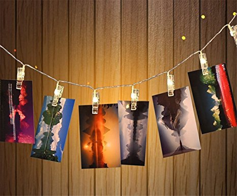 TryLight Photo Clip String Lights 2.5M 20 LED 2 Modes Battery Operated Peg Fairy Lights for Hanging Pictures Indoor Outdoor Decoration