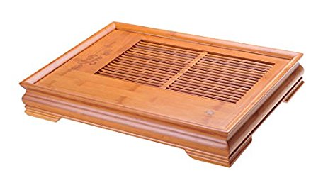 Yeme Large "Lucky and Wishful" Chinese Bamboo Gongfu Tea Table Serving Tray 18.3"x13.6"