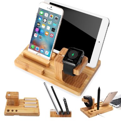 Apple Watch Stand Kollea Bamboo Wood Charging Stand Bracket Docking Station Holder for iPhone and iPad Apple Watch