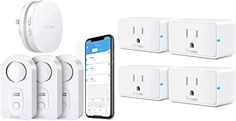 Govee WiFi Bluetooth Smart Plug 4 Pack Bundle with Govee WiFi Water Sensor 3 Pack