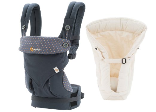 Ergobaby Bundle - 2 Items: 360 Dusty Blue Baby Carrier and Original Natural Infant Insert