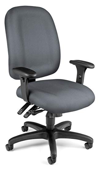 OFM Ergonomic Upholstered Multi-Adjustable ComfySeat Task Chair with Arms, Gray
