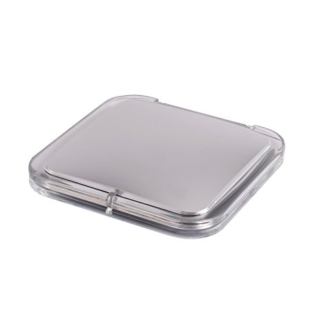 SQUARE COMPACT MIRROR, Double Sided PMMA Travel Makeup Mirror with 1x/5x Magnification and assorted colors (SILVER)