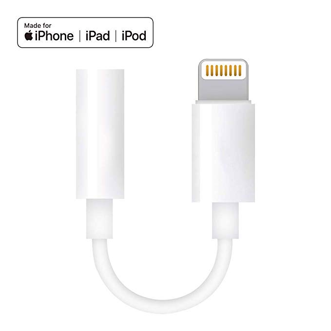 （1PACK） Lightning to Headphone Jack Adapter Dongle,Apple MFi Certified Earphone Converter for iPhone Xs/Max/XR/X/8/8Plus 7/7Plus/iPad Earbud,Music Control,Calling&Siri Supported