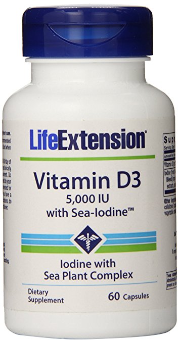 Life Extension Vitamin D3 5000 Iu with Sea-Iodine Capsules, 60 Count