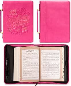 Christian Art Gifts Women's Fashion Bible Cover He Has Made Everything Beautiful Ecclesiastes 3:11, Pink Faux Leather, Medium