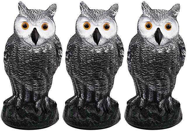 Fasmov Garden Protection Repellent Bird Scarer Scarecrow Owl Decoy Pest Repellent Pest Repellent Garden Protectors, Pack of 3