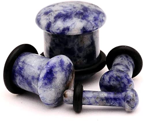 Mystic Metals Body Jewelry Single Flare Blue Lapis Stone Plugs - 2g - 6mm - Sold As a Pair