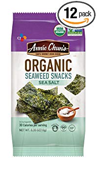 Annie Chun's Organic Seaweed Snacks, Sea Salt, 0.35-ounce (Pack of 12)