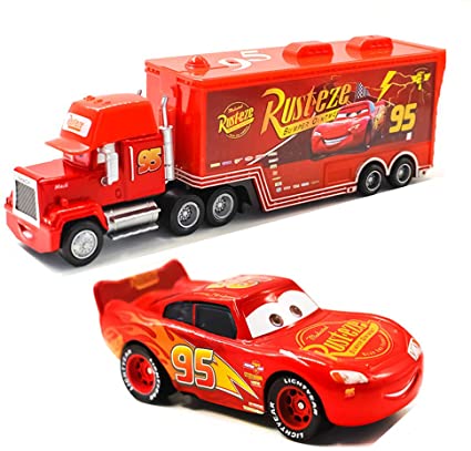Movie Cars Toys Lightning McQueen Mack Hauler Truck & Racer Speed Racers Metal Toy Car (Trucks, Racing Cars) (No. 95 (car) 2)