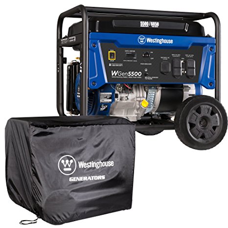 Westinghouse WGen5500 Portable Generator with Cover - 5500 Rated Watts & 6850 Peak Watts - Gas Powered -  - Transfer Switch Ready