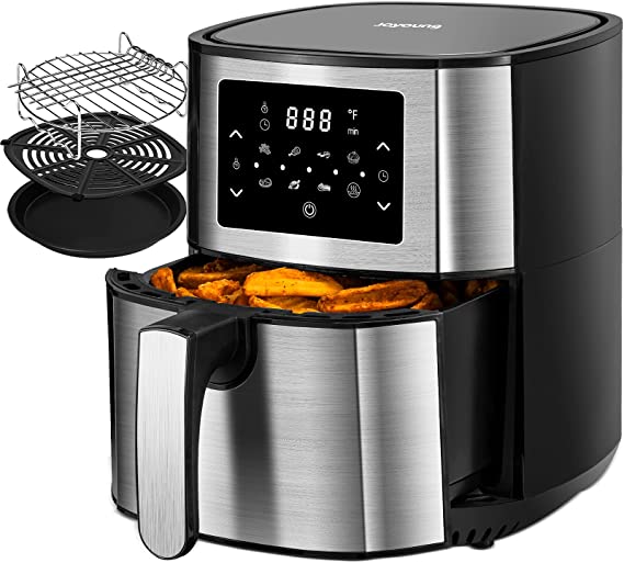 Joyoung Air Fryer Oven 5.8Qt Big Capacity Air Fryer Toaster Oven, 8 Presets with AirFryer Cookbook, 1400W, LED Digital Screen, less fat, Black