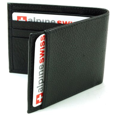 Alpine Swiss Mens Genuine Leather Thin Slimfold Wallet