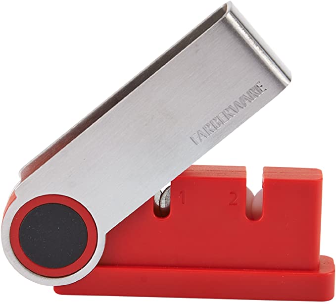 Farberware Flip Grip Knife Sharpener, Red