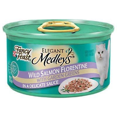 Fancy Feast Elegant Medleys, Wild Salmon Florentine with Garden Greens Wet Cat Food, 3 oz (Pack of 6)